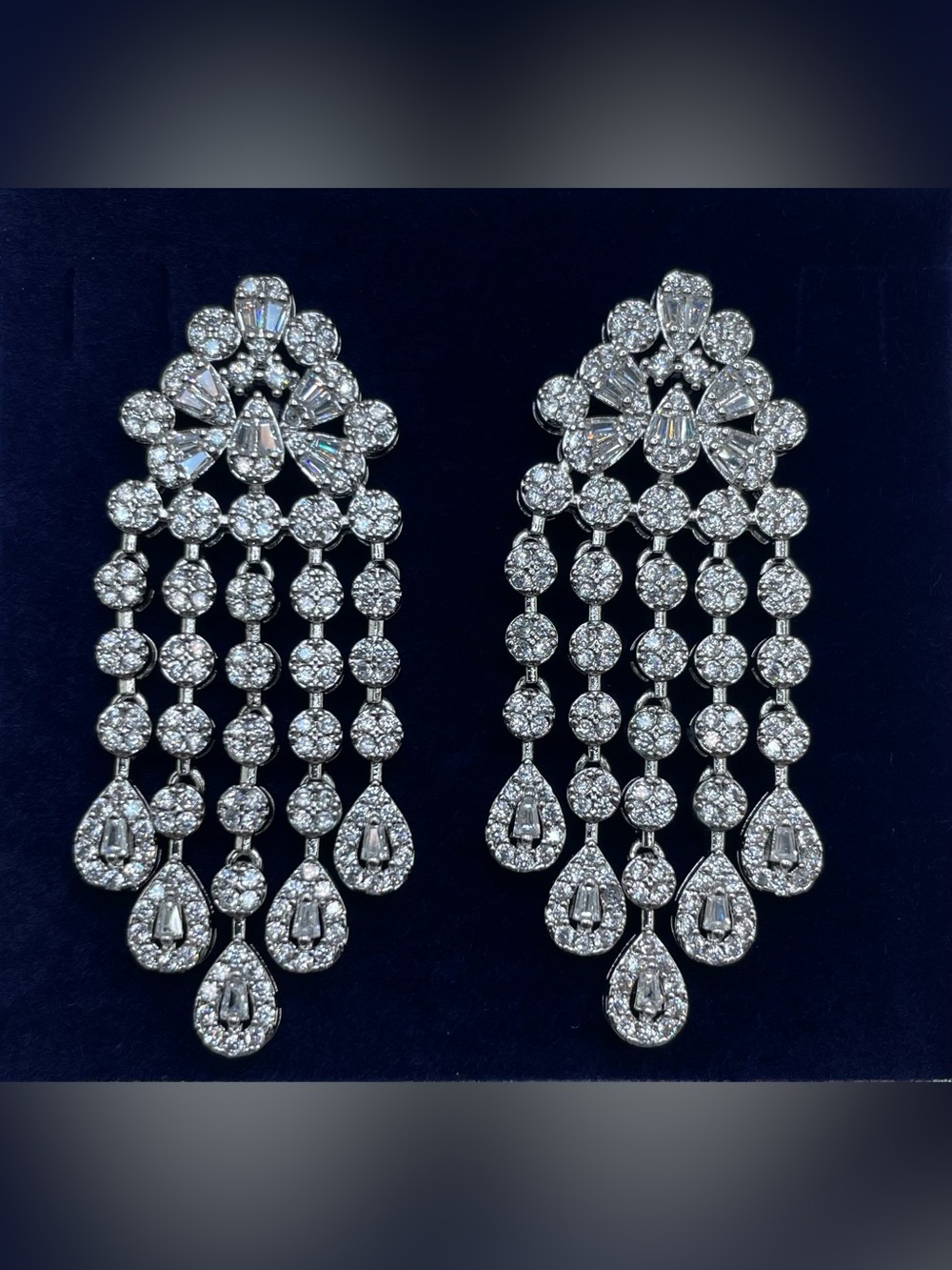 Swarovski Crystal Elements White Crystal Chandelier Statement Dangle Earrings